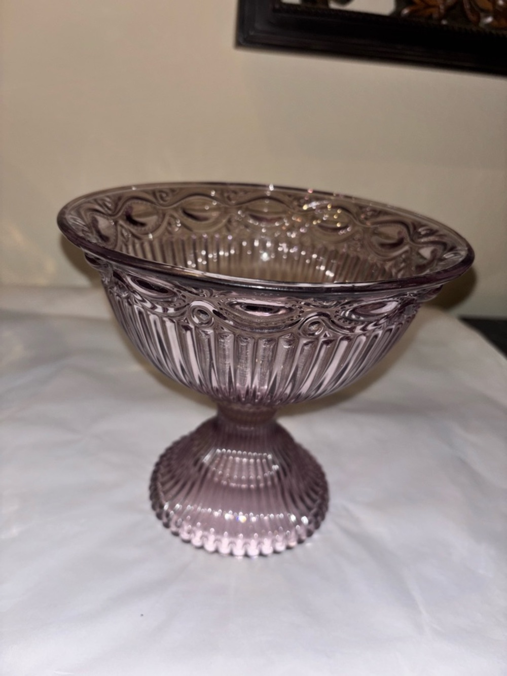 Amethyst purple glass compote
